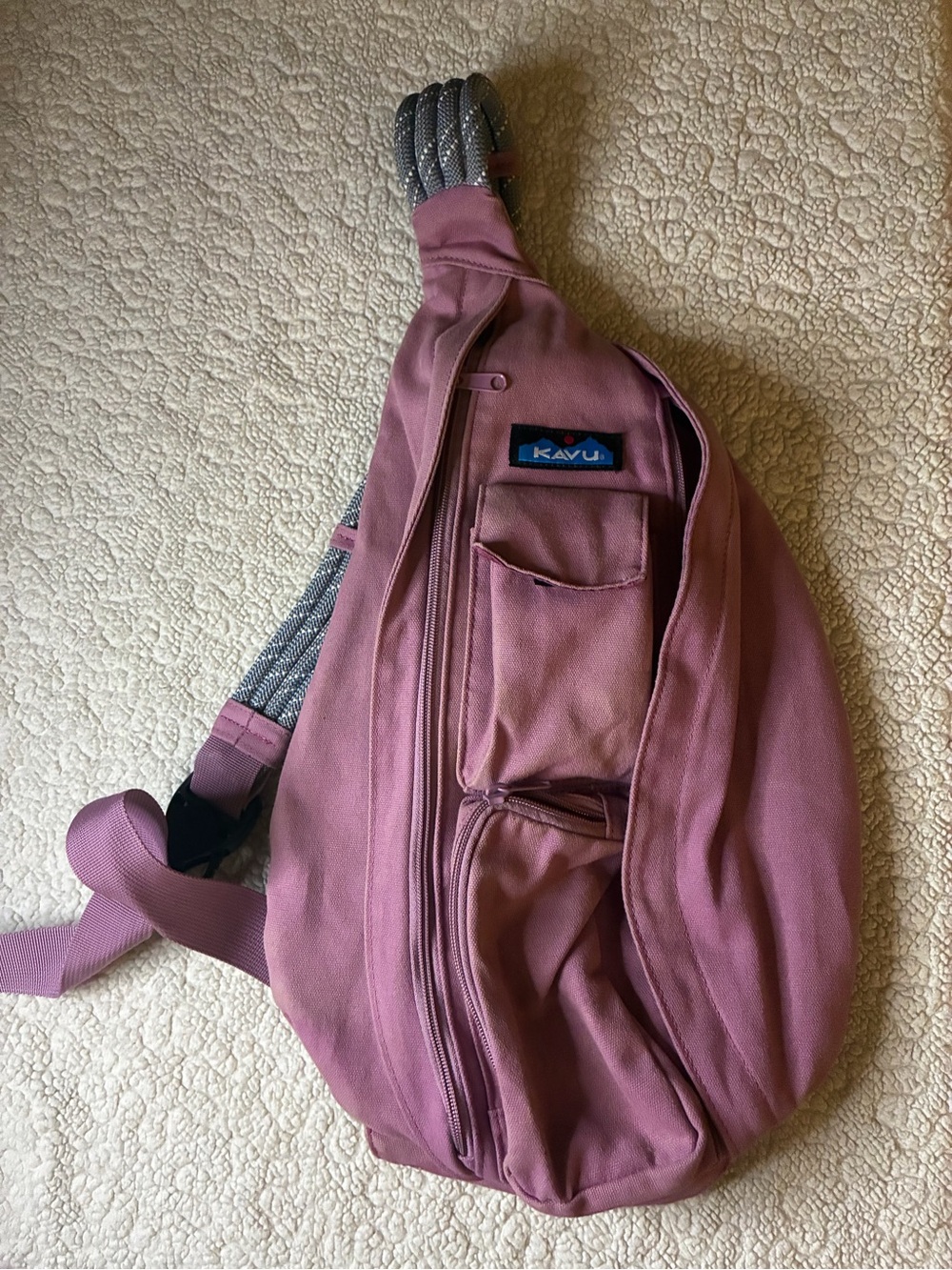 KAVU Dusty Rose Pink Rope Sling Bag Crossbody Backpack